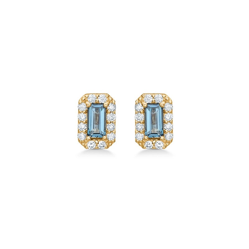 Indigo øreringe fra Mads Z i 14 kt guld med London Blue topas og 0,12 ct diamanter